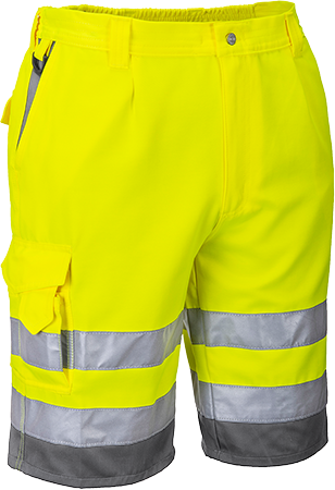 Bermuda réfléchissant jaune et gris E043 - poly-coton, XL, certifié CE, bandes réfléchissantes, 7 poches_0