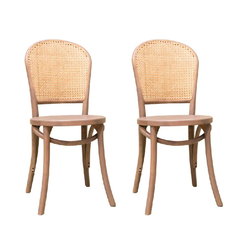 Chaise Cannée marron x2 -  Multicolore Autre Bois Amadeus 40x40 cm - multicolore Bois massif 3520071807201_0