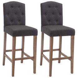 CLP Lot de 2 Tabourets de Bar Louise Tissu Gris foncé/Antique clair - gris textile 309372_0