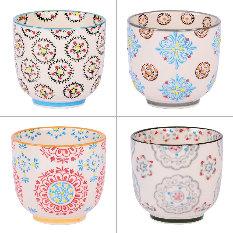 Coffret de 4 gobelets à thé Bohème 15 cl -  Multicolore Rond Grès Table Passion - multicolore Grès 3106232380631_0