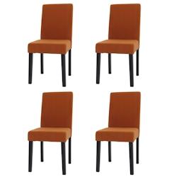 Décoshop26 - Lot de 4 chaises de salle à manger dossier haut en tissu velours côtelé terre cuite pieds foncés 04_0007523 - 3000262171217_0