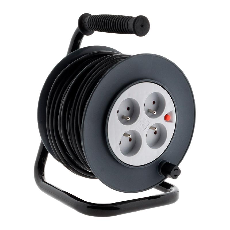 Enrouleur HO5VV-F 3G1,5 15m avec 4 prises et coupe-circuit thermique - Zenitech_0