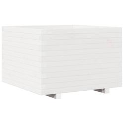 Helloshop26 - Jardinière bac lit surélevé plantes fleurs terrasse jardin 70 x 70 x 49,5 cm bois de pin massif blanc 02_0037826 - 3000217632848_0
