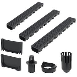 Helloshop26 - Lot de trois caniveaux de drainage plastique 3 m noir 02_0003068 - 3000105791534_0