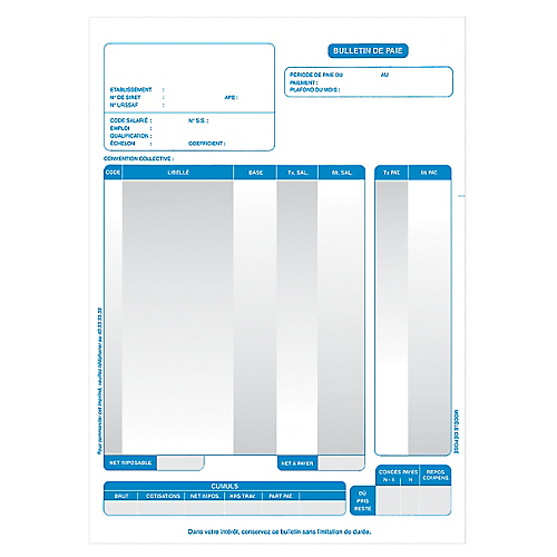 IMPRIMÉS DE BULLETINS DE PAYE AVEC CONGÉS  PAYÉS CIEL BULLETINS DE PAIE AVEC CONGÉS PAYÉS