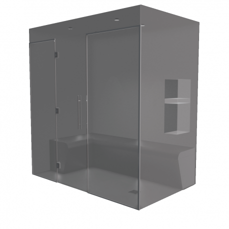Kit de construction cabine de douche hammam - Paroi vitrée à carreler 200x120 avec générateur vapeur inclus_0