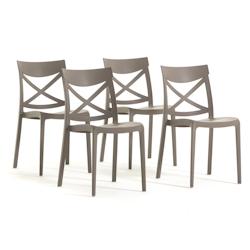 RATTATAN Set 4 Chaises en polypropylène avec fibre de verre empilables pour extérieur et jardin, bar et restaurant, cuisine  moderne - MORGANA - Tou_0