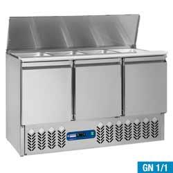 Saladette frigorifique 3 portes GN 1/1 - Compact Line - Couvercle inox et tablette de coupe_0
