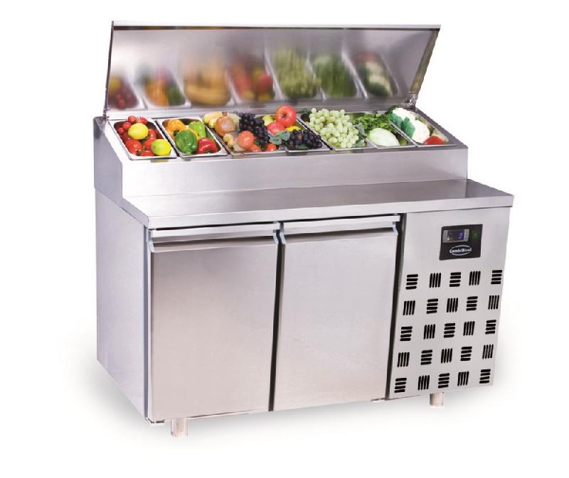 Saladette professionnelle en inox - Table de préparation réfrigérée 2 portes - 7x GN 1/3 - Pro Line - Réf. 7489.5140_0