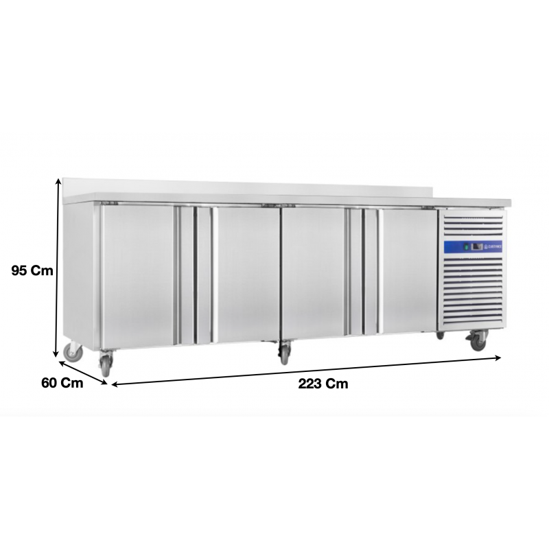 Table réfrigérée sur roulettes 4 portes avec dosseret tropicalisé - SNACK4200TN_0