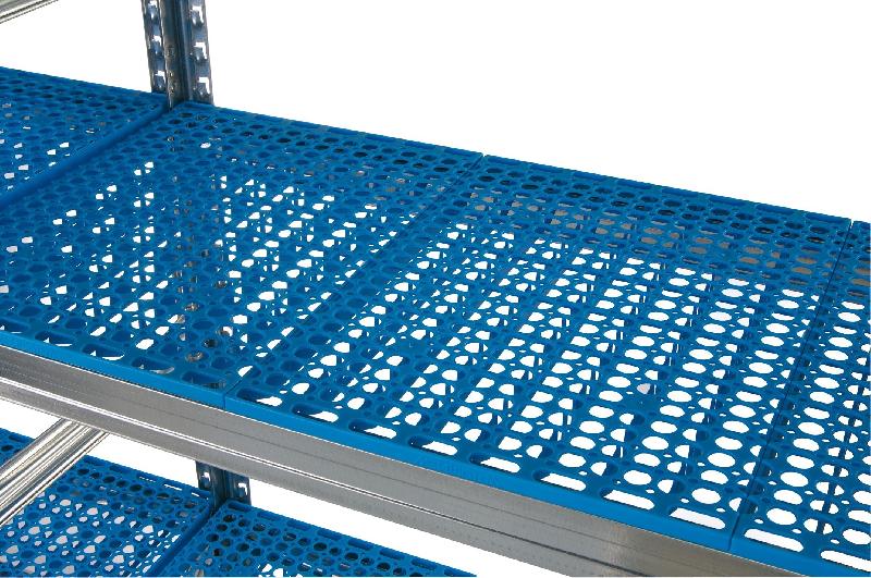 Tablette plastique bleu ajourée l.900 x p.600 mm pour rayonnage galvaplast_0