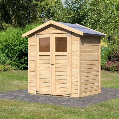 42558 - Abri de jardin Dahme 1 en bois brut 2,21m² - panneaux 14mm - double porte - Karibu_0