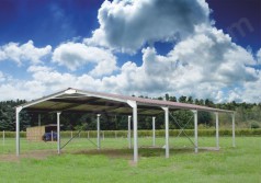 Bâtiment agricole modulaire double pente - stockage de foin - 8m x 20m - options tôles de bardage et portes coulissantes_0