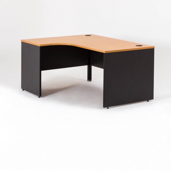Bureau compact Madera - Piétement panneau anthracite - Plateau en hêtre, merisier ou chêne clair - Dimensions 140 à 180 cm_0