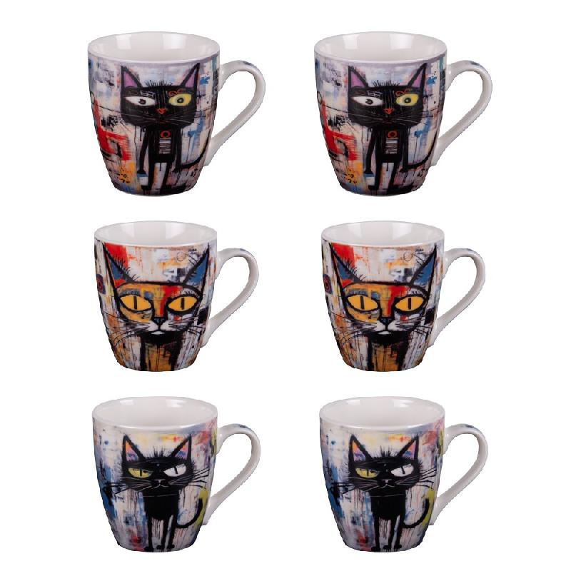 Coffret de 6 tasses Street Cat 23 cl -  23.00 cl Multicolore Rond Porcelaine Table Passion 11.00x8.00 cm - multicolore porcelaine 3106232313042_0