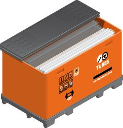 Contenant de collecte pliable et gerbable Orange, pour tubes fluorescents - 160 x 100 x 95 cm - Capacité 1200 tubes_0