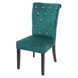 Décoshop26 - Chaise à manger cuisine en velours vert foncé avec décoration bouton cristal pieds bois noirs 04_0002215 - noir 3000259332690_0
