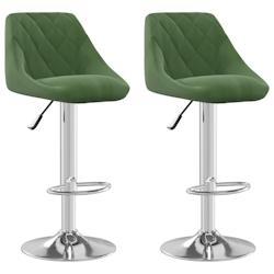 Décoshop26 - Lot de 2 tabourets de bar chaises hautes coutures en losange en velours vert foncé et acier DEC029891 - 3000257614156_0