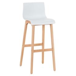 Décoshop26 - Tabouret de bar design scandinave x1 structure de 4 pieds en bois assise en plastique blanc 10_0004942 - blanc 3000252369570_0