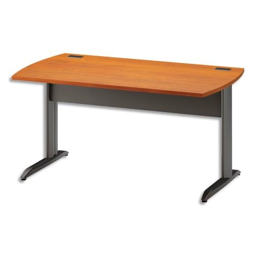 Gautier office table bureau pied métal avec voile de fond jazz aulne gris anthracite l140 x h74 x p80 cm_0