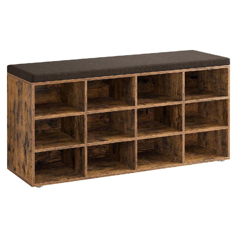 Helloshop26 - Banc à chaussures meuble d'entrée avec siège étagère à chaussures avec coussin et 12 compartiments étagères réglables 12_000409_0