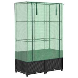 Helloshop26 - Jardinière bac lit surélevé plantes fleurs terrasse jardin surélevée avec housse aspect rotin 80 x 40 x 138 cm noir 02_0038791 - 30_0
