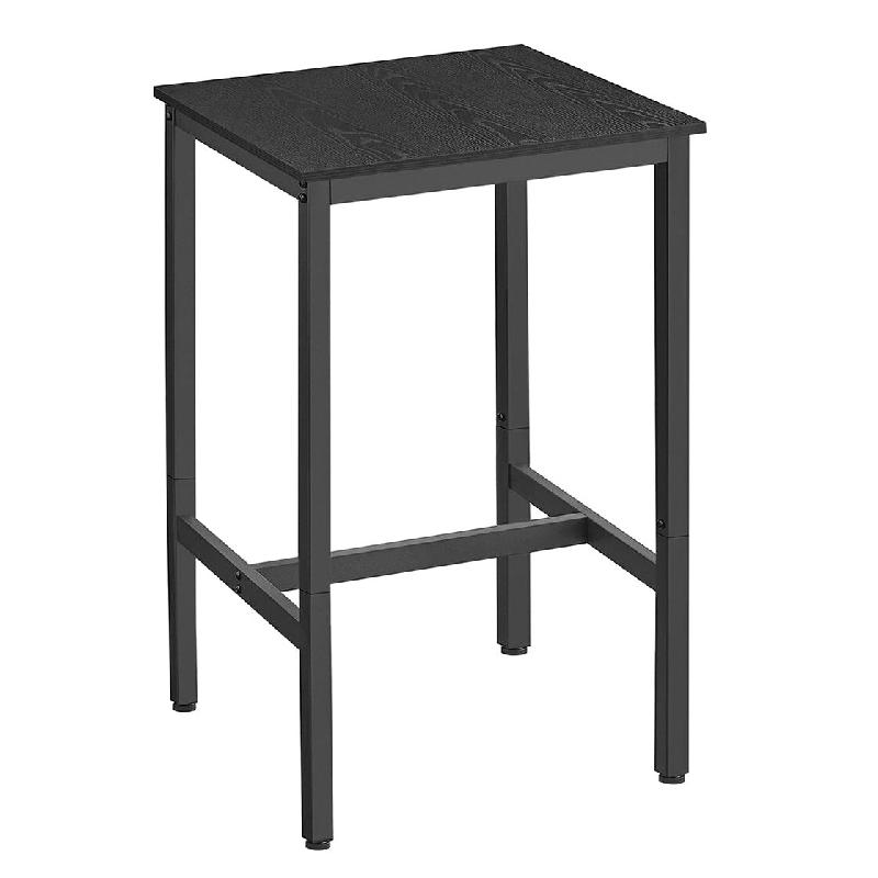 Helloshop26 - Table haute table de bar carrée cadre en acier 60 x 60 x 92 cm montage facile pour cuisine salon style industriel noir 12_0007675 - noi_0