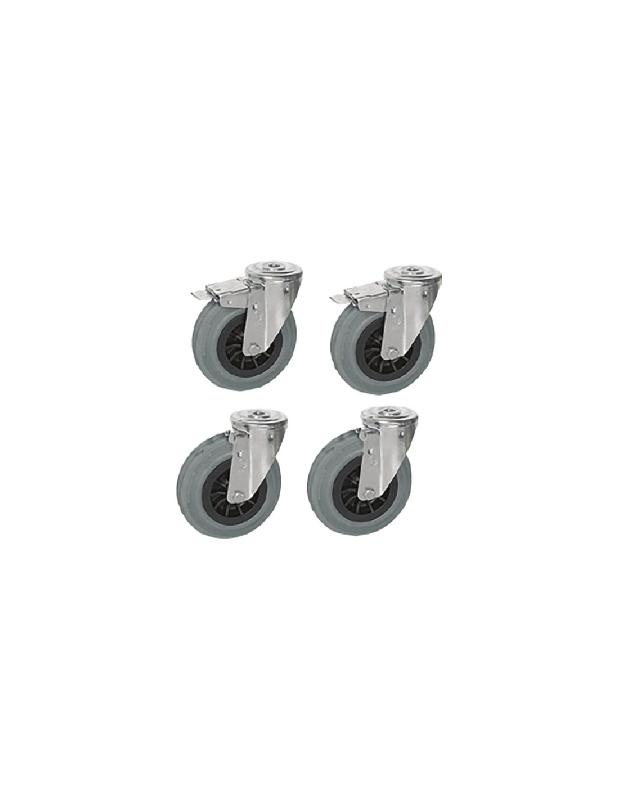 Kit roulettes pour friteuse - 4 roulettes dont 2 à freins - Compatible sauf EVO 200 et EVO 200T - Référence VB0090007SA_0