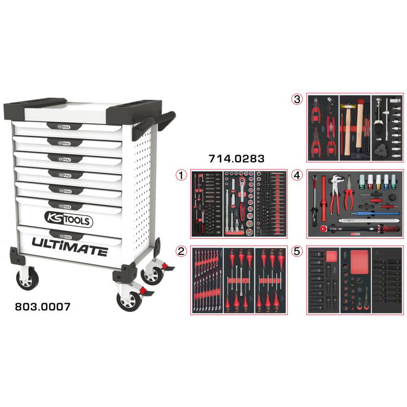 Servante PEARLline blanche 7 tiroirs équipée de 283 outils - KS Tools | 803.7283_0
