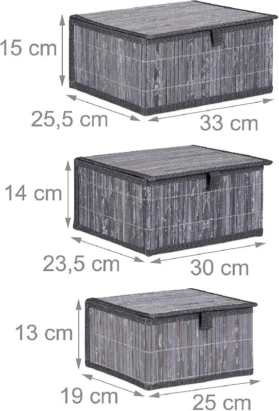 SET DE 3 PANIERS CORBEILLE DE RANGEMENT DÉCORATION EN BAMBOU GRIS 13_0002491_4_0