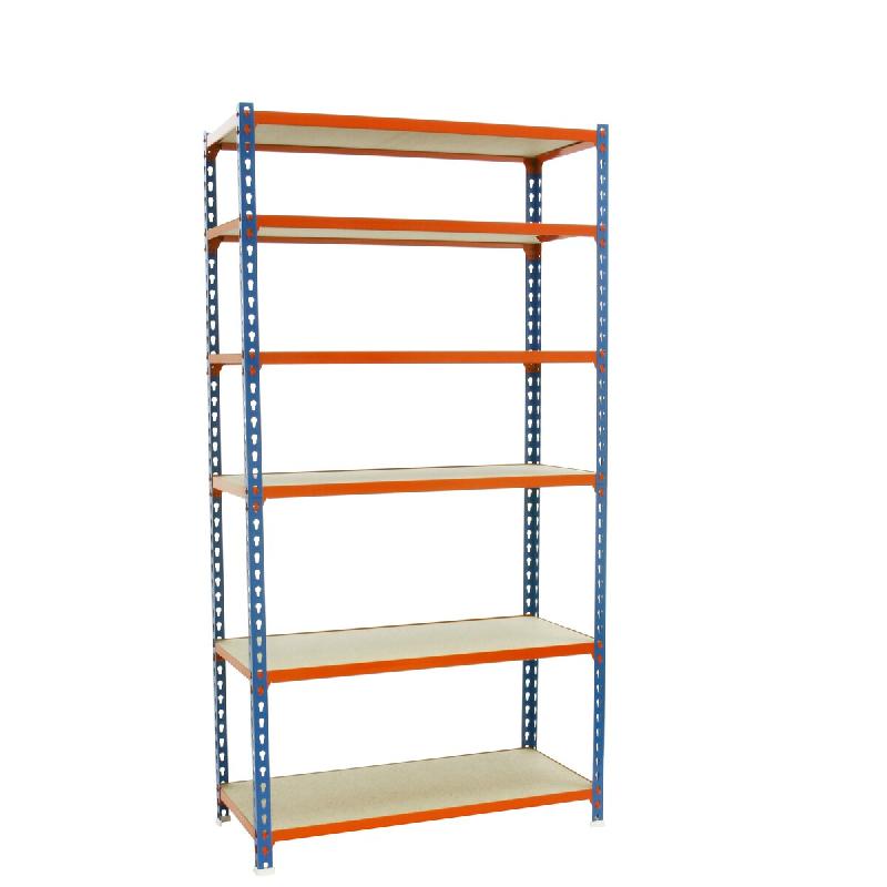 SimonRack Étagère Rangement 2500x1100x400 mm, 6 niveaux, plateaux en bois, charge 200 kg par niveau, Bleu/Orange - Maderclick - métal 8435104955444_0