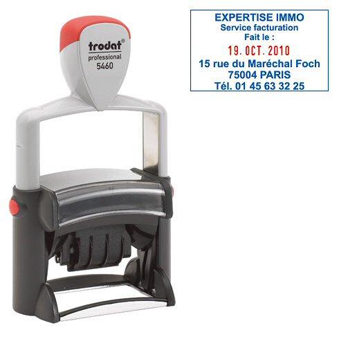 TAMPON DATEUR PERSONNALISABLE PROFESSIONAL LINE 5460 TRODAT EMPREINTE BICOLORE - 6 LIGNES + DATE