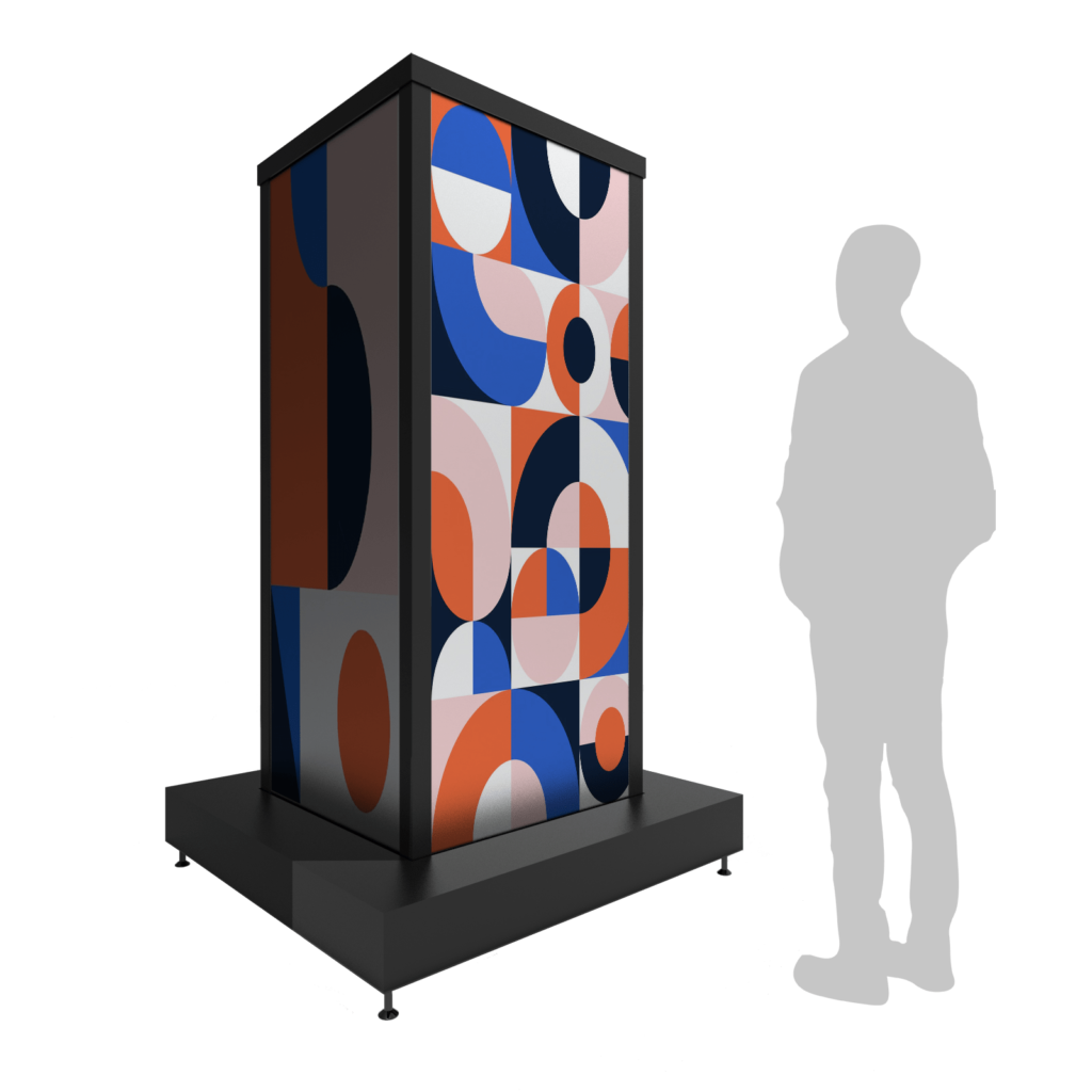 Totem d'exposition extérieur 4 faces - Longueur 82 x Hauteur 200 x Profondeur 52 cm - Sign Iz_0