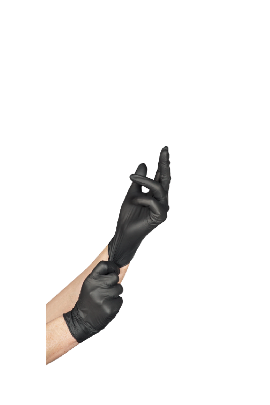 100 gants d'examens anti-virus à usage unique CE en nitrile renforcé  noir non poudré - GNNPRNR-IM05/VR_0