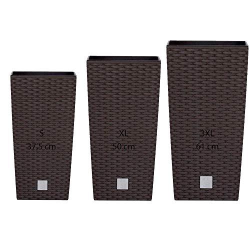 Wellhome - Lot de 3 pots de fleurs Prosperplast (11,4L, 26,6L, 49L) - Texture rotin naturel - Intérieur & extérieur_0
