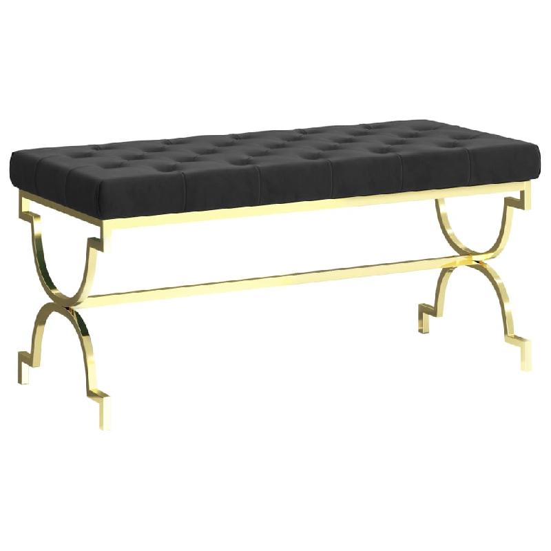 BANC BANQUETTE 99 X 43 X 46 CM VELOURS ET ACIER INOXYDABLE NOIR 02_0010875_0