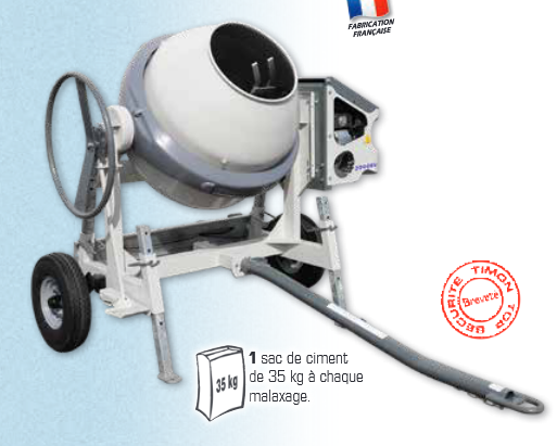 Bétonnière à moteur monophasé ou thermique tractable à 90km/h - Cuve 225L et malaxage 180L -ST 225_0