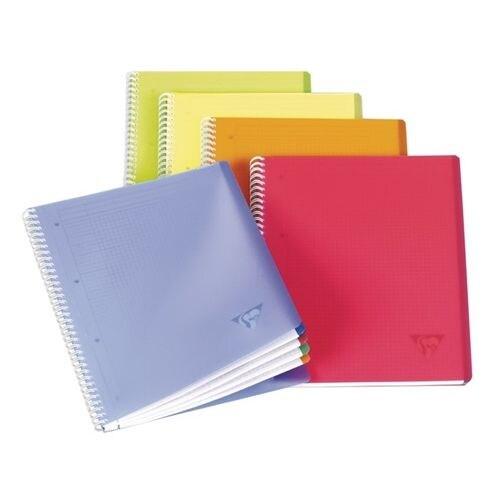 Clairefontaine Lot de 5 Cahier Linicolor Fresh 225x297, 160p./80 feuilles détachables 90 g/m² reliure intégrale, couv. Polypro assortis, quadrillé_0