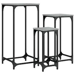 Décoshop26 - Lot de 3 tables d'appoint gigognes en bois d'ingénierie gris et métal DEC032686 - 3000259105317_0