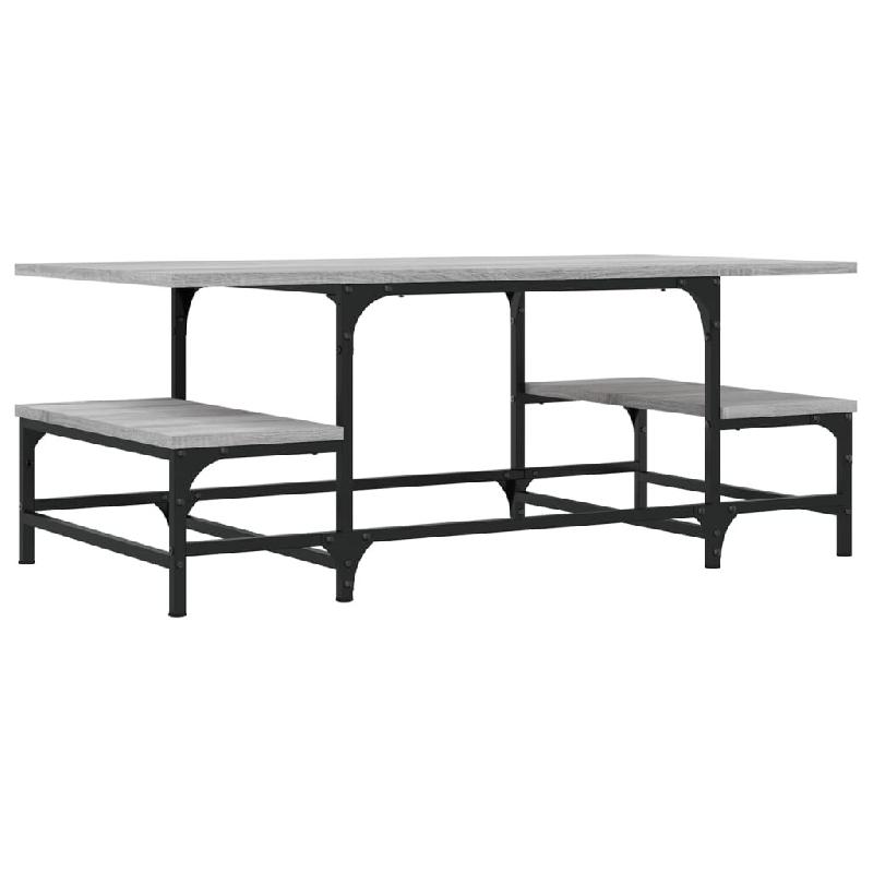 Décoshop26 - Table basse avec étagères design industriel 100 x 50,5 x 40 cm bois d'ingénierie gris et métal DEC039935 - gris métal 3000264670169_0