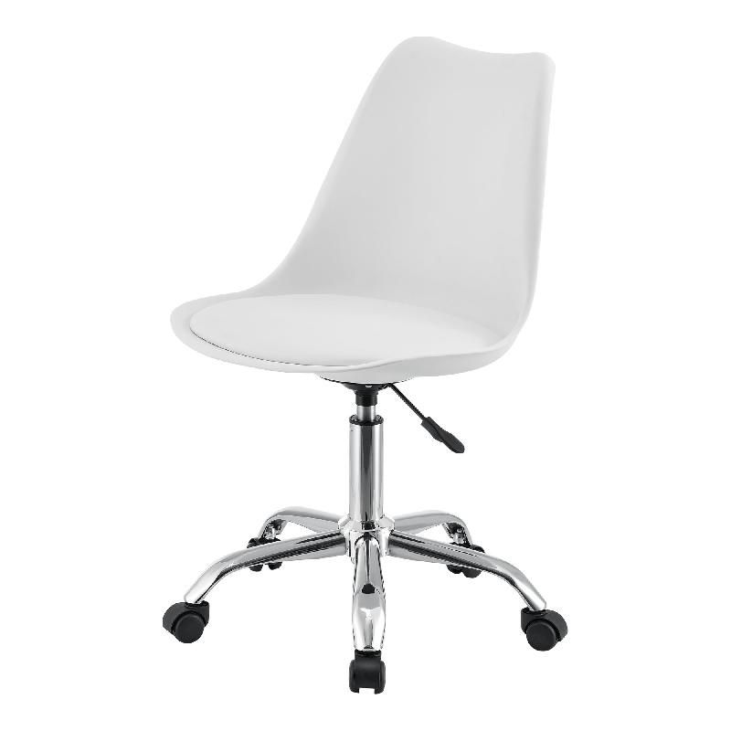 FAUTEUIL CHAISE DE BUREAU SIÈGE REMBOURRÉ À 5 ROULETTES ROTATIF À 360° ET RÉGLABLE EN HAUTEUR MÉTAL BLANC 03_0004996_0