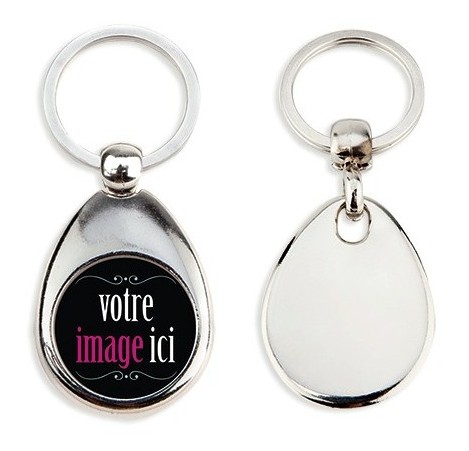 Porte-clés métallique personnalisé ovale - impression quadri 25 mm - 25 g_0