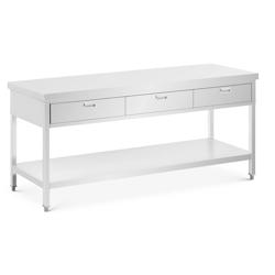 Royal Catering - Table de travail en inox - 200 x 60 cm - 436 kg - 3 tiroirs - Royal Catering - multi-matériau 4062859288028_0