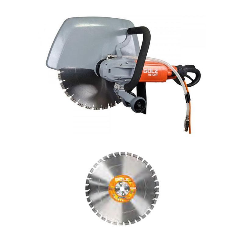 Scie électrique circulaire HS400S coupe sous arrosage ou à sec + 1 disque TS40GX Ø 400 mm - GOLZ - HS400S+TS40GX400_0