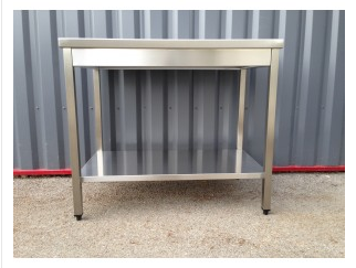 Table centrale inox avec étagère - 1000x700x850/900mm - Inox 304 alimentaire - Fabrication française_0