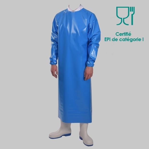 Tablier à manches CE polyuréthane 200 microns blanc ou bleu - TABPUBL-MN06/MLM_0