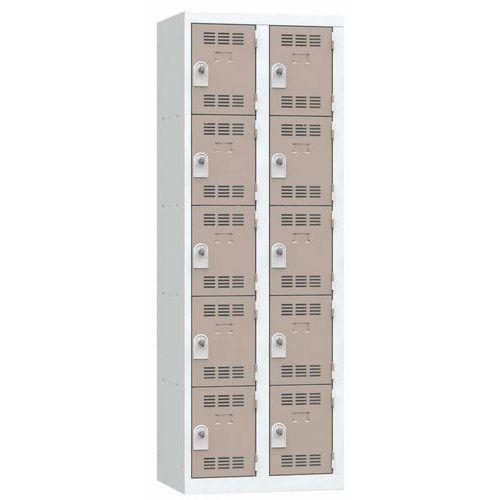 Vestiaire multicases 5 cases par colonne serrure 2 gris clair marron clair_0