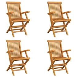 VidaXL Chaises Pliables De Jardin Lot De 4 Bois De Teck Solide - 3065528_0