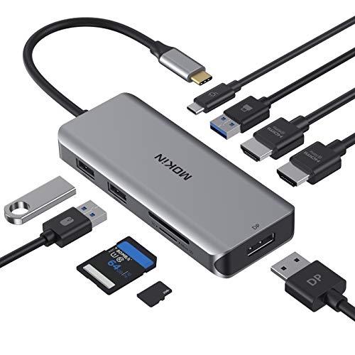 Hub USB C MOKIN - Dual 4K HDMI, DP pour Windows, Support MST/SST, USB, 9 ports avec extension puissante_0