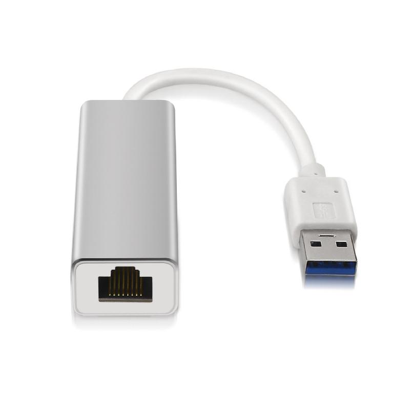AISENS A106-0049 - Convertisseur Adaptateur de Réseau RJ45 vers USB 3.0 - 0,15 m - Argent, Blanc_0